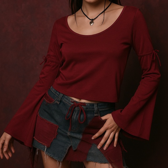 Mexx Long Sleeve Top Bell Sleeve Scoop Neck - Picture 1 of 10